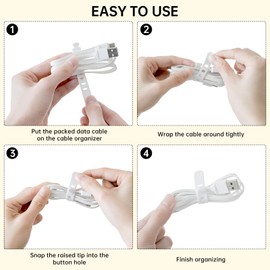 FRETONBA Cable Storage Box, Pack of 2, Small Cable Organiser Box with 7 Compartments and 14 Cable Ties for Storage on the Desk, Office, Transparent Data Cable Organiser