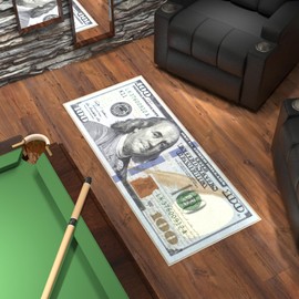 Ottomanson 22" x 53" $100 Bill Money Rug - Durable & Non-Slip Area Rug - Fun & Eye-Catching Decor for Bedroom, Office, Game Room & Man Cave - Unique Gift for & Trendy Home Decor, Multicolor