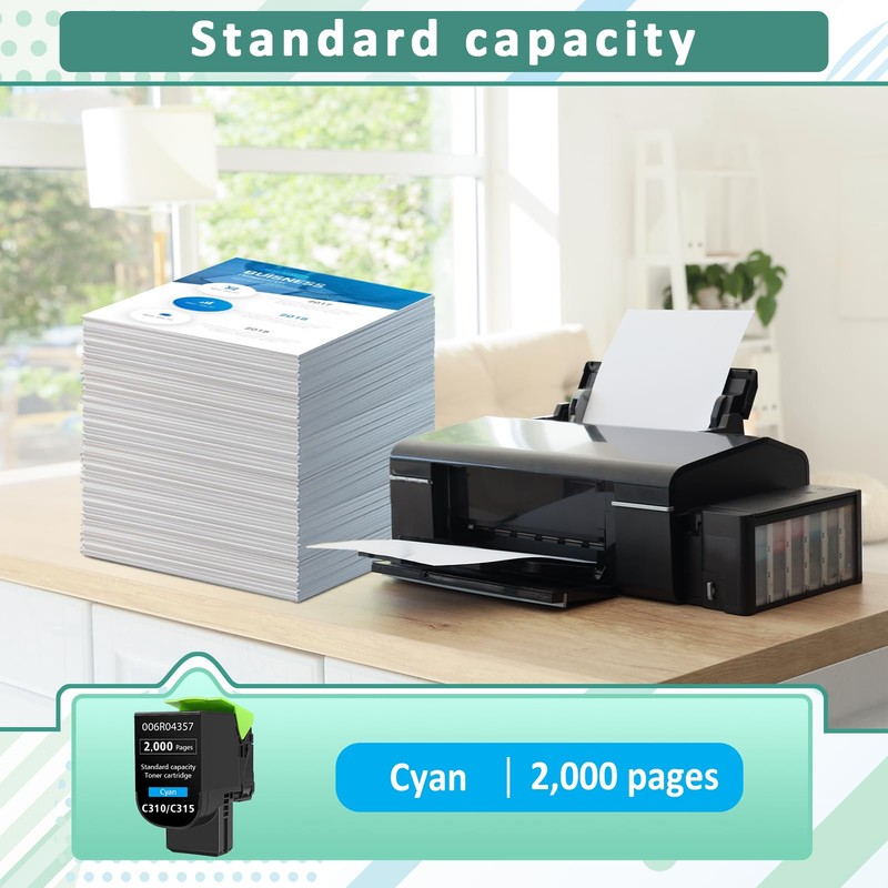 Cyan Toner Cartridge for Xerox C310 C315 Printer,2000 Pages High