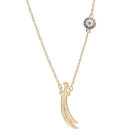 Remi Bijou Beautiful Necklace Sword 'Zülfikar' Aleviten Turkish Eye Nazar Boncuk with Rhinestones, Brass