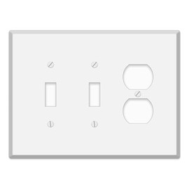 3-Gang Oversized White Metal Combination Wall Plates | 2 Toggle 1 Duplex – 5.5" x 7.5" Decorative Covers for Outlets, Toggle Switches, and Duplex Receptacles | 3-Gang Jumbo Combination Faceplates