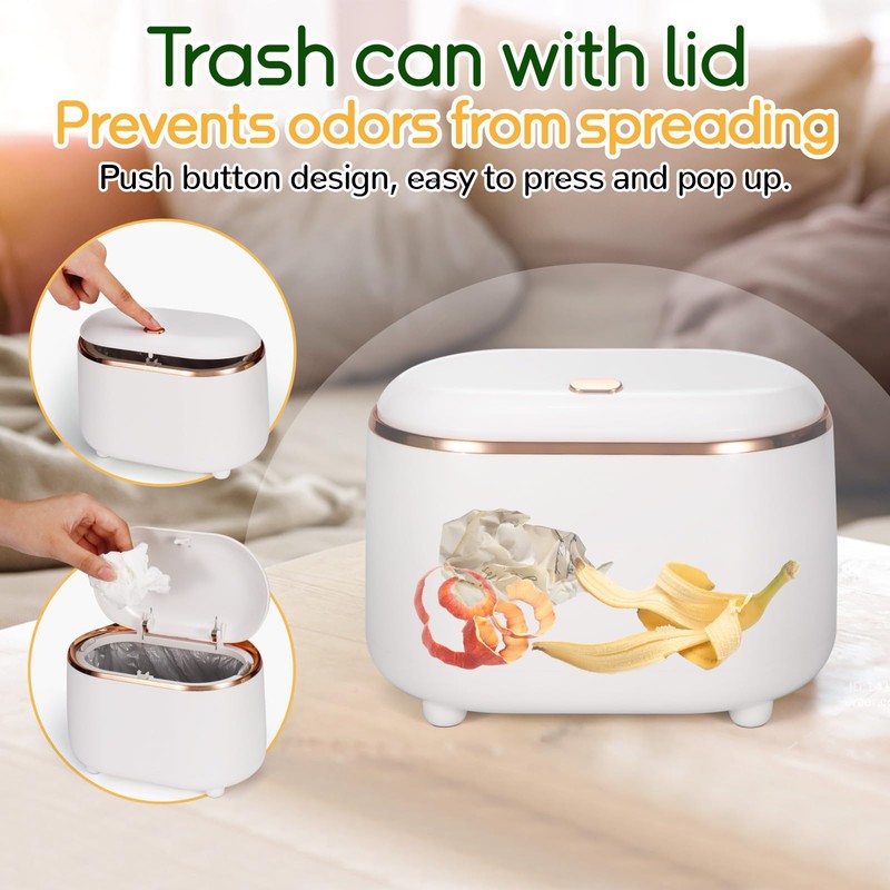 Realand Mini Trash Can for Desk with 200 Trash Bags,