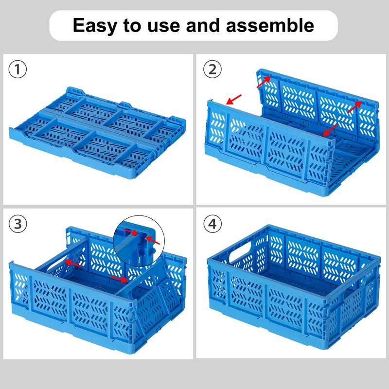 Senhoglb 4-Pack Plastic Storage Baskets for Organizing Groceries Fruit with