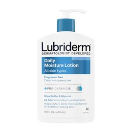 Lubriderm Daily Moisture Lotion, for Normal to Dry Fragrance Free, Unisex, 16 oz