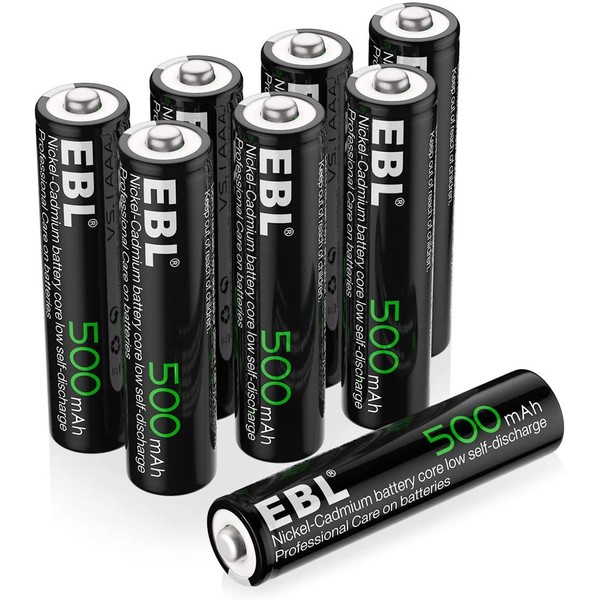 EBL AAA Rechargeable Batteries 1.2V 500mAh High Capacity Ni-CD Triple A Battery (Pack of 8)