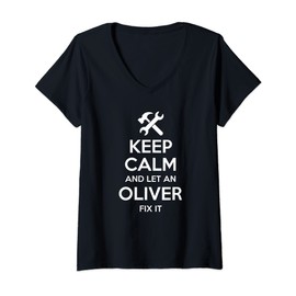Womens OLIVER Funny Surname Birthday Family Tree Reunion Gift Idea V-Neck T-Shirt