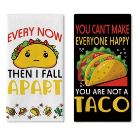 Croar Funny Taco Kitchen Dish Towels Set of 2, Mexican Food You Can't Make Everyone Happy Drying Hand Towel Baking Cooking Cloth, Black Restaurant Dining Room Home Decor Taco Lover Gifts 18'' x 26''