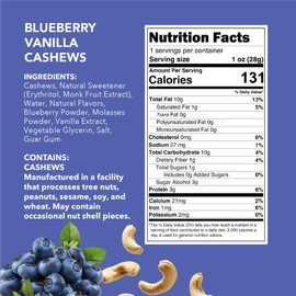 Earthside Farms Blueberry Vanilla Cashews 1oz, 16 Pack – Vegan, Gluten-Free, Low Carb Keto Friendly Snack – Sweet Crunchy Candied Cashew with Blueberry Powder – Perfect On-the-Go Snack for Work School
