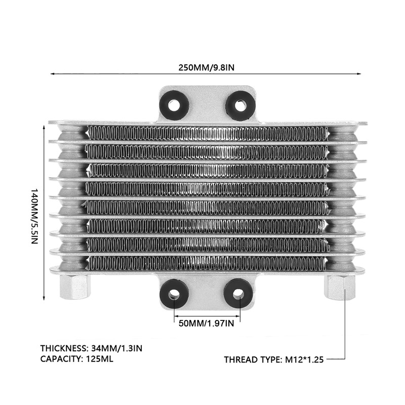 Aluminum 125ml Engine Oil Cooler Cooling Radiator for 125CC-250CC Motorcycle