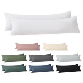 Jellymoni Cushion Cover 40 x 145 cm Cotton Set of 2 White Oeko-Tex Made from 100% Washed Cotton Pillowcase with Hidden Zip Soft 2 Piece Cushion Covers for Cushions 40 x 145 cm