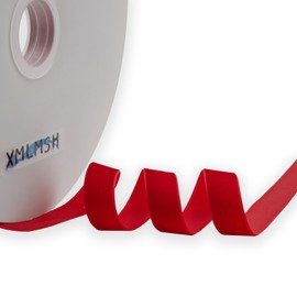 XMLMSH Red Velvet Ribbon 5/8 Inch Red Single Face Velvet Ribbon for Gift Wrapping, Hair Bows, Choker, Wedding Decorations, Cafts, Bouquet - 25 Yards