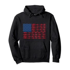 American Fish Flag Saltwater Fishing Boating Camping Hunting Pullover Hoodie