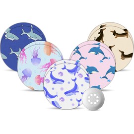 Libre 3 Plus Sensor Covers Waterproof, Amolyfe 10 Pack Freestyle Libre 3 Covers, Bump-Proof with Hard Cap, Breathable Latex Free Glucose Sensor CGM Adhesive Patches, 14-Day CGM Protection (Dolphin)