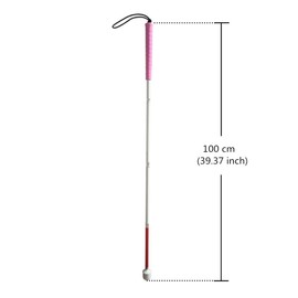 Blind for White Cane Folding Four Tier Aluminum 100 cm For Children, with Pink Rubber Grip