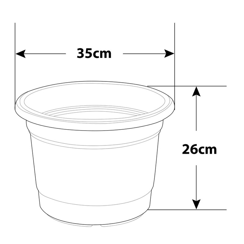 Whitefurze G01R35 35cm Milano Round Planter - Gunmetal Grey