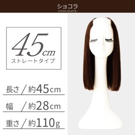 TefuRe BA5061ST45CHOCO Hair Extension, Hair Extension, Pin for Easy Installation, One Touch Hair Extension, Point Wig, Long, Straight/45