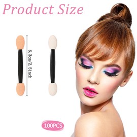 BEANPRECOY 100 Pcs Eyeshadow Brushes, Double-Ended Sponge Eyeshadow Applicators, Disposable Eyeshadow Brush, Eye Makeup Applicators (Black)