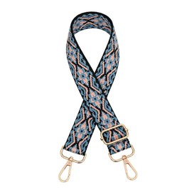 Whakano Boho Style Woven Adjustable Shoulder Strap for Bags Women and Men, 3.8 cm Wide Bag Strap, Adjustable Length 75-130 cm Shoulder Strap, DIY Accessories for Bag, Golden Buckle, peacock blue