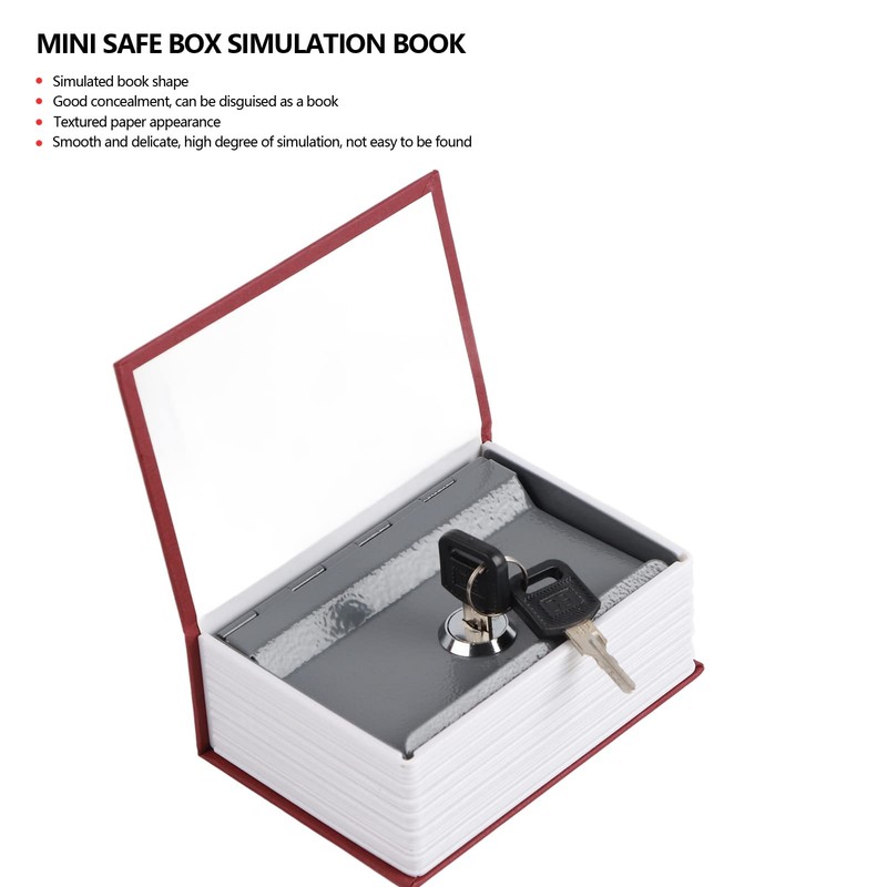 Mini Safe Box with Lock and Keys, Simulation Book for