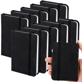 Xvvirnt 10 Pack Pocket Notebook, 4.3 x 2.9 Inch Small Notebooks, Journal Notebook Hardcover with Thick Lined Paper,Mini Pocket Notepad for Office Home Writing Supplies,100 Sheets/200 Pages (Black)