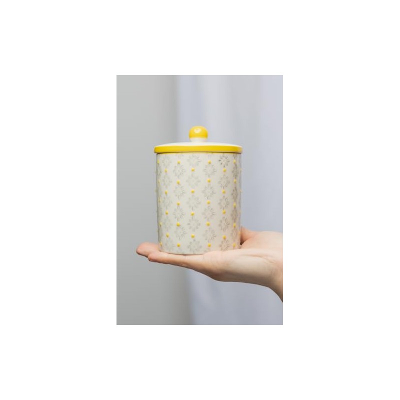 Tranquillo Storage Tin with Lid Hand Printed Ceramic Traditional 8