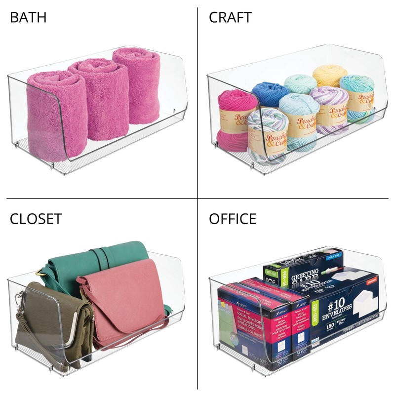 mDesign Modern Stackable Plastic Open Front Dip Extra Large Storage