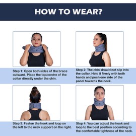 Wonder Care Soft Cervical Collar Adjustable Brace Soft Neck Collar Neck Brace for Neck Pain Grey, S, 3.5" Depth