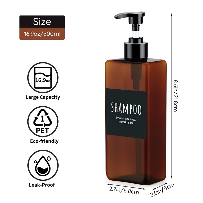 Segbeauty Soap Dispenser, Pack of 3 500 ml Shampoo Bottles
