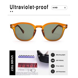 Pro Acme Vintage Retro Round Sunglasses for Women Men Trendy Tinted Colored UV400 Sun Glasses 55MM(Yellowish/Green Lens)