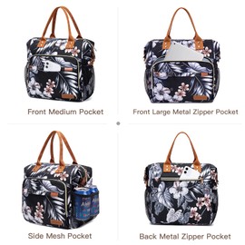 TuErcao Lunch Bags for Women - Boite a Lunch Femme Reusable Adult Sac a Lunch for Work, Floral