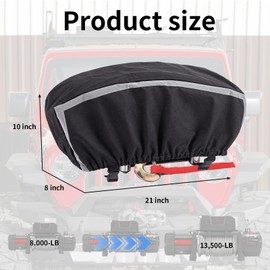 Winch Cover, Winch Cover, Waterproof, Durable 900D Oxford Fabric, Dustproof, Sunproof, Heavy Duty Winch Covers with Reflective Tape for 8000-13500 Pound Electric Winch