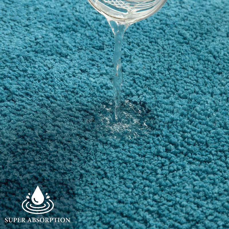 MIULEE Teal Bathroom Rugs, Soft Large Absorbent Microfiber Bath Rugs
