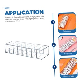 TEHAUX Cable Management Box Slots Cord Organizer for Charging Cables Transparent Storage for Home Office Versatile Electronics Organizer for Neat Tidy Spaces