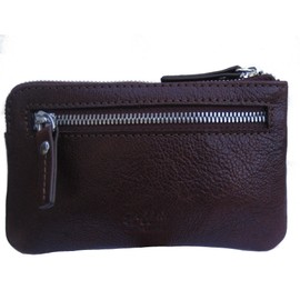 Garffiti Leather Double Chain Key Holder Purse Brown