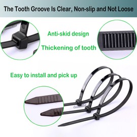 Careuoklab 200 Pack Cable Zip Ties, 300 X 5.2mm(12 Inch) Heavy Duty Plastic Wire Ties, Nylon Zip Cable Ties with Self-Locking, Indoor & Outdoor UV Resistant Nylon Tie Wraps, Black