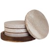 4" Round Natural Travertine Marble Coasters with Cork Backing,Stone Drink