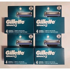 Gillette 4 Gillette Mach3 Mens 4 ct Razor Blade Cartridge Refills - 16 Total Cartridges