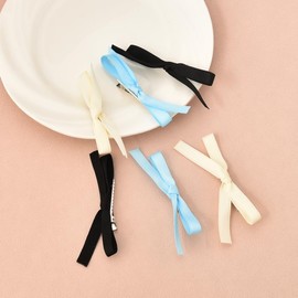 Silky Satin Hair Bows Barrettes for Girls Women Hair Ribbons Clips for Hair Bowknot Clips Hair Clips for Toddler Girls Birthday Christmas Hair Accessories 6 pcs