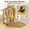 HYSEYY Double Rods Clothes Rack, Rolling Clothing Rack for Hanging