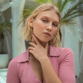 Made by Nami (MF-166-black) Heart Ring Women's Adjustable Size Gifts for Women Friendship Rings Waterproof Jewellery, Stainless Steel, Agate