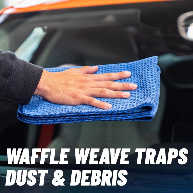 Chemical Guys Waffle Weave Glass and Window Microfiber Towel Blue