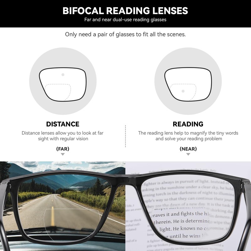 GOGELAS Bifocal Reading Glasses Men - Blue Light Blocking Computer