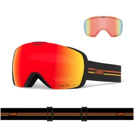 Giro Contact Ski Goggles - Snowboard Goggles for Men & Women - GP Black/Orange Strap with Vivid Ember/Vivid Infrared Lenses
