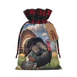 Christmas Gift Bag with Drawstrings Christmas Burlap Gift Bag Christmas Turkeys Drawstring Gift Bag for Xmas Christmas Drawstring Bag Christmas Linen Bag Gift Wrapping Bags for Presents Party