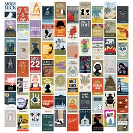 Pop Chart | Kit de collage de pared de novelas notables | 70 impresiones artísticas de 4 x 6 pulgadas | Decoración académica colorida para el hogar, recámara o aula | 100% fabricado en los Estados