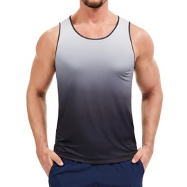 MAGCOMSEN Tank Tops for Men Sleeveless Gym Workout Shirts UV Protection Beach Tanks Black White XL