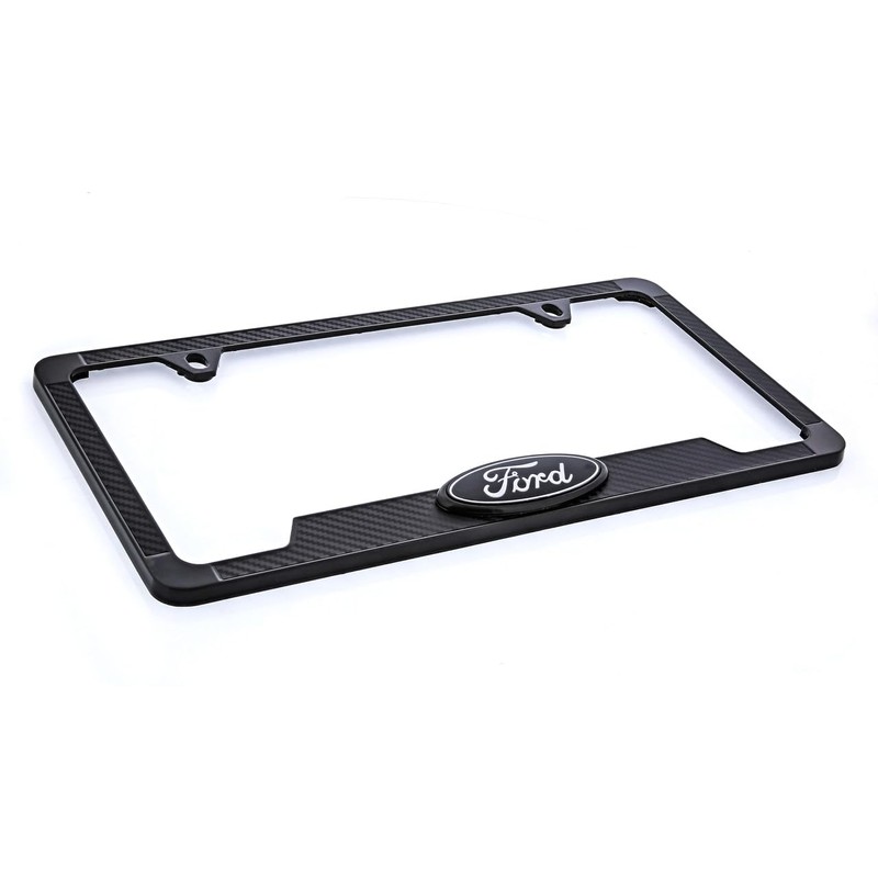 Black Carbon Fiber Vinyl Inlay License Frame with Black &