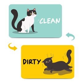 Funny Cute Cat Clean Dirty Dishwasher Magnet, Double Sided Strong Non Scratch Durable Kitchen Decor Ideal for Home or Restaurant Organization Clean Dirty Refrigerator Washing Machine Magnet Indicator