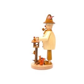 Drechslerei Friedbert Uhlig, incense smoker no. 061, bird lover, 25 cm high, turned from regional wood, real handmade from the Ore Mountains, Christmas, wood art, real wood