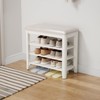 AQIMUELE Shoe Bench with Leather Cushion, 3 Tiers Shoe Storage